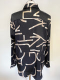 MINT VELVET BLACK,BEIGE & IVORY PATTERNED LONG SLEEVED SHIRT SIZE 14