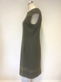 MARKS & SPENCER COLLECTION GREY & MUSTARD STRIPE SLEEVELESS SHIFT DRESS SIZE 14