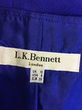 LK BENNETT ROYAL BLUE SILK BEADED & SEQUINNED TRIM PENCIL DRESS SIZE 10