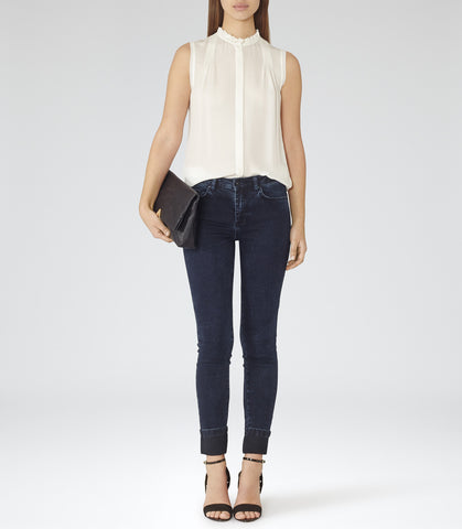 BRAND NEW REISS SIAN IVORY SILK SLEEVELESS BLOUSE SIZE 8