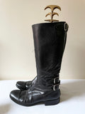 TRIUMPH BY PAUL SMITH BLACK LEATHER BUCKLE TRIM MOTORBIKE BOOTS SIZE 6/39