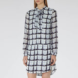 BRAND NEW REISS MIAMI PALE BLUE CHECK PRINT SHIRT DRESS SIZE 12