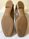 RUSSELL & BROMLEY BRONZE METALLIC PERFORATED LEATHER FLAT PUMPS SIZE 7/40