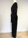 BRAND NEW NO 1 JENNY PACKHAM BLACK SEQUIN BATWING TOP WIDE LEG JUMPSUIT SIZE 8