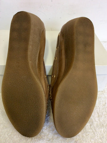 MODA IN PELLE LIGHT BROWN LEATHER WEDGE HEELS SIZE 4/37