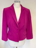 HOBBS CERISE PINK FITTED JACKET & PENCIL SKIRT SUIT SIZE 12