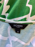 HOBBS GREEN & WHITE PRINT MAXI DRESS SIZE 10