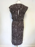 BRAND NEW JIGSAW BROWN & IVORY PRINT SLEEVELESS BELTED SHIFT DRESS SIZE 8