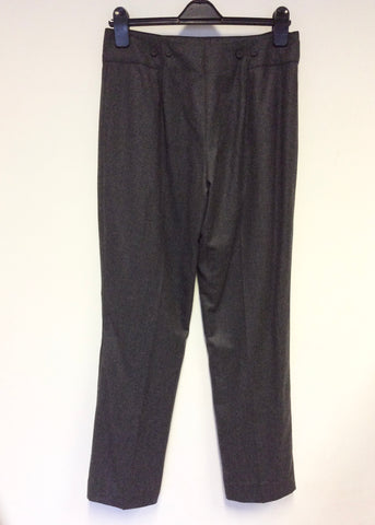 JAEGER DARK GREY 100% WOOL STRAIGHT LEG TROUSERS SIZE 10
