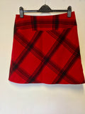 BRAND NEW HOBBS RED & BLACK CHECK WOOL BLEND SKIRT SIZE 12