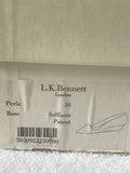 LK BENNETT SAFFIANO PERLA ROSE PALE PINK LEATHER KITTEN WEDGE HEELS SIZE 3.5/36