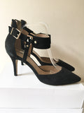 MINT VELVET BLACK SUEDE BUCKLE TRIM ANKLE STRAP HEELS SIZE 7/40