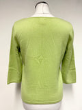 MADELEINE 100% CASHMERE LIME GREEN JUMPER SIZE 10/12