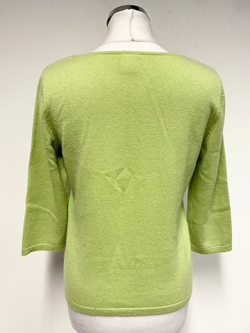 MADELEINE 100% CASHMERE LIME GREEN JUMPER SIZE 10/12
