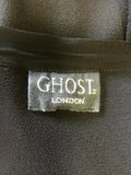 GHOST BLACK V NECKLINE LONG SLEEVE DROP WAISTED DRESS SIZE M