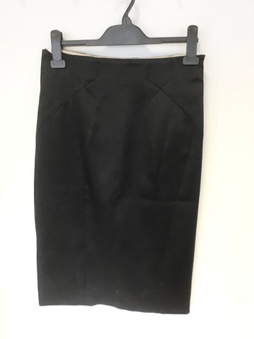 KAREN MILLEN BLACK MATT SATIN PENCIL SKIRT SIZE 12