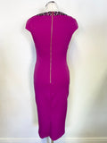 TED BAKER ELENNA MAGENTA SLEEVELESS PENCIL DRESS  SIZE 2 UK 10