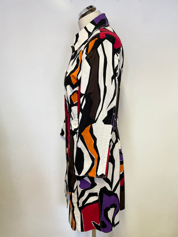 MARCCAIN MULTI COLOURED PRINT COTTON COAT SIZE N4 UK 14