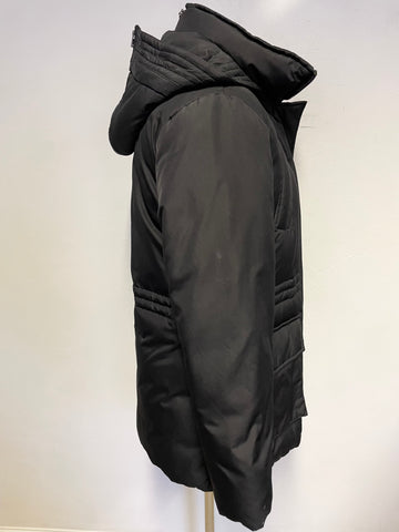 MARC NEW YORK BLACK DETACHABLE HOOD PADDED DOWN & FEATHER FILLED JACKET SIZE XS