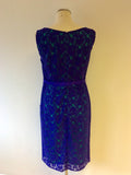 KALIKO PURPLE LACE & EMERALD GREEN PENCIL DRESS SIZE 12