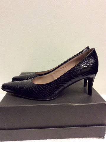 PIERRE CHUPIN BLACK EMBOSSED LEATHER HEELS SIZE 6/39