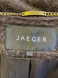 JAEGER DARK BROWN ALPACA & WOOL DOUBLE BREASTED BELTED COAT SIZE 10/12