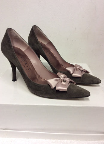 MAGRIT BROWN SUEDE & DUSKY PINK RIBBON BOW HEELS SIZE 4/37