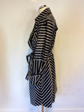 FAUST BLACK & WHITE STRIPED TRENCH COAT/ MAC SIZE 16
