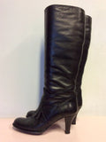 HOBBS BLACK LEATHER FRINGE TRIM KNEE LENGTH BOOTS SIZE 4/37