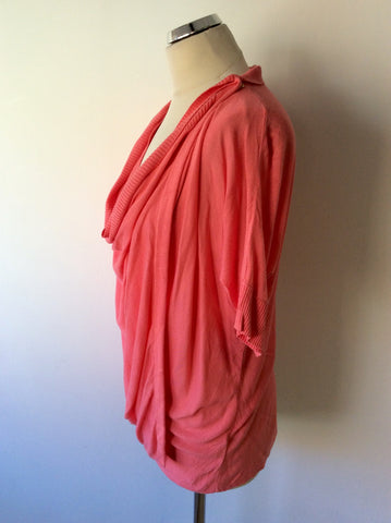 TED BAKER CORAL WRAP ACROSS SHORT SLEEVE CARDIGAN SIZE 3 UK 14