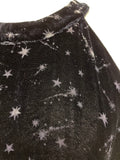 WHISTLES BLACK VELVET STAR PRINT OPEN SHOULDER SHIFT DRESS SIZE 8