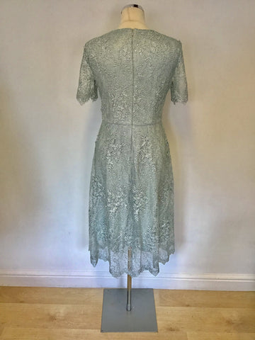 PHASE EIGHT MALIA PALE DUCK EGG LACE & SEQUIN SPECIAL OCCASION DRESS SIZE 10