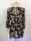THE MASAI CLOTHING COMPANY BLACK & CREAM PRINT TOP SIZE S