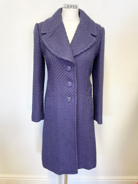 PER UNA BOUCLE WEAVE FITTED LONG SLEEVE  A LINE COAT SIZE 10