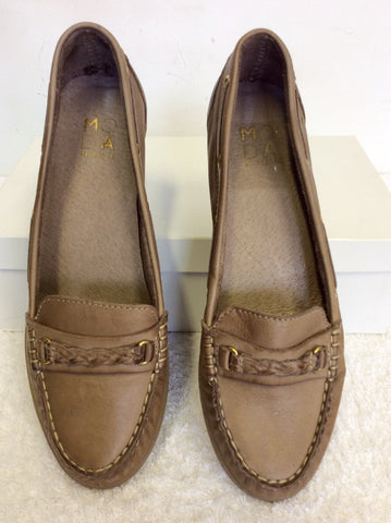 MODA IN PELLE LIGHT BROWN LEATHER WEDGE HEELS SIZE 4/37