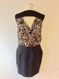REISS BLACK & BEIGE SILK TOP SPECIAL OCCASION DRESS SIZE 14