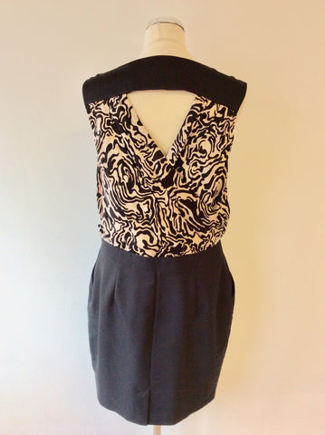 REISS BLACK & BEIGE SILK TOP SPECIAL OCCASION DRESS SIZE 14