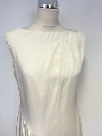 LK BENNETT IVORY SILK SLEEVELESS SHEATH DRESS SIZE 10