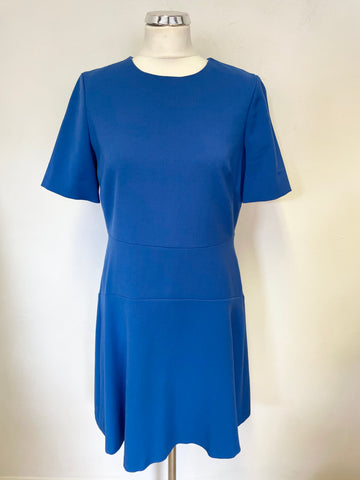 HOBBS BLUE SHORT SLEEVED FIT & FLARE DRESS SIZE 14