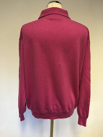 THE CASHMERE CENTRE PINK 100% CASHMERE COLLARED V NECKLINE JUMPER SIZE XXL