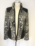 MARCCAIN SPORTS BLACK & GREY AZTEC PRINT WOOL & ALPACA BLEND ZIP UP JACKET/TOP ZIZE N4 UK 14