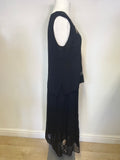 NITYA BLACK EMBROIDERED LONG SKIRT & SLEEVELESS TOP SET SIZE 46 UK 18