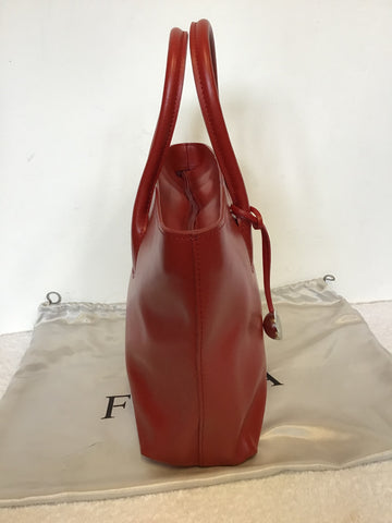 FURLA RED COATED LEATHER TOTE BAG