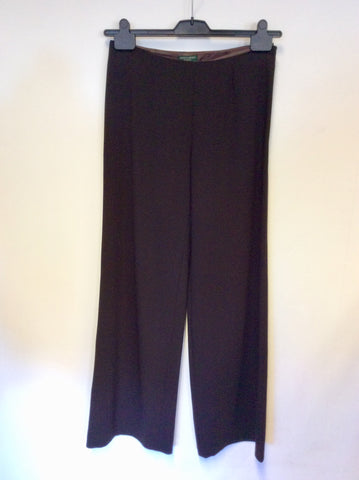 HOBBS DARK BROWN WOOL ZIP UP JACKET & TROUSER SUIT SIZE 10