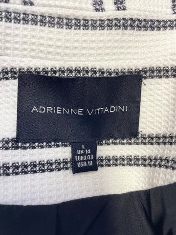 ADRIENNE VITTADINI OFF WHITE WITH BLACK STRIPE FITTED JACKET SIZE 14