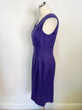 HOBBS PURPLE LINEN SLEEVELESS PENCIL DRESS SIZE 10