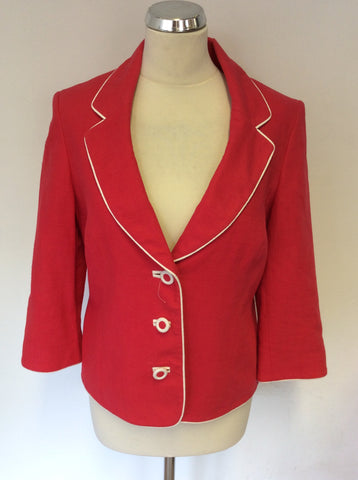 LAURA ASHLEY OCCASIONS CORAL RED LINEN BLEND JACKET SIZE 14