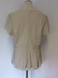 FENN WRIGHT MANSON BEIGE SILK COWL NECK TOP SIZE 18
