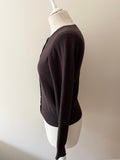 BRORA BROWN 100% CASHMERE LONG SLEEVE CARDIGAN SIZE 10