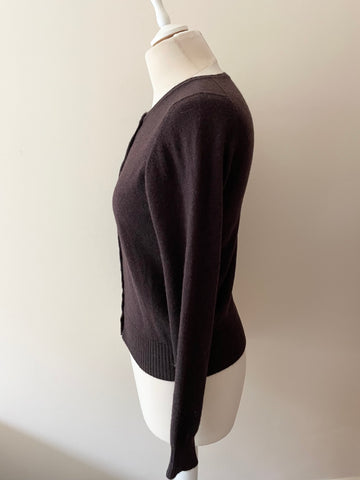 BRORA BROWN 100% CASHMERE LONG SLEEVE CARDIGAN SIZE 10
